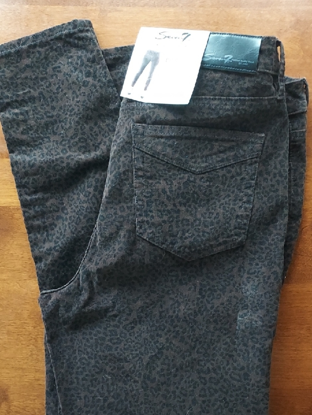 Seven7 Dark Brown Leopard Print Skinny Jeans